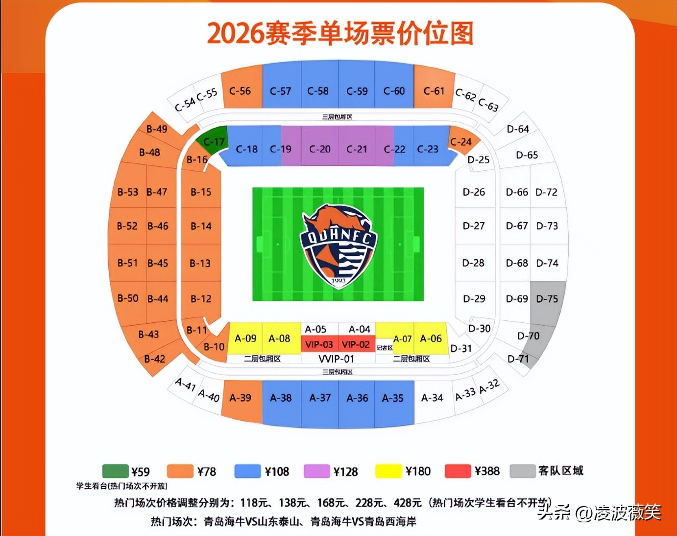 青島海牛2026賽季票務公告_青島海牛新賽季散客套票價格_中超聯賽票務