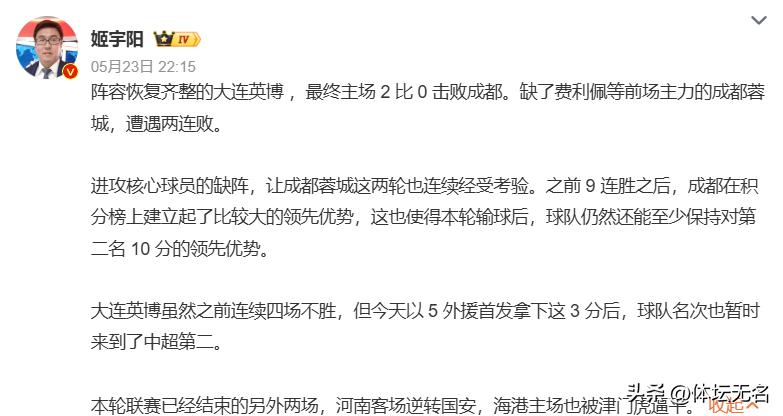中超聯(lián)賽直播_中超聯(lián)賽成都蓉城0-2大連英博_中超聯(lián)賽積分榜排名
